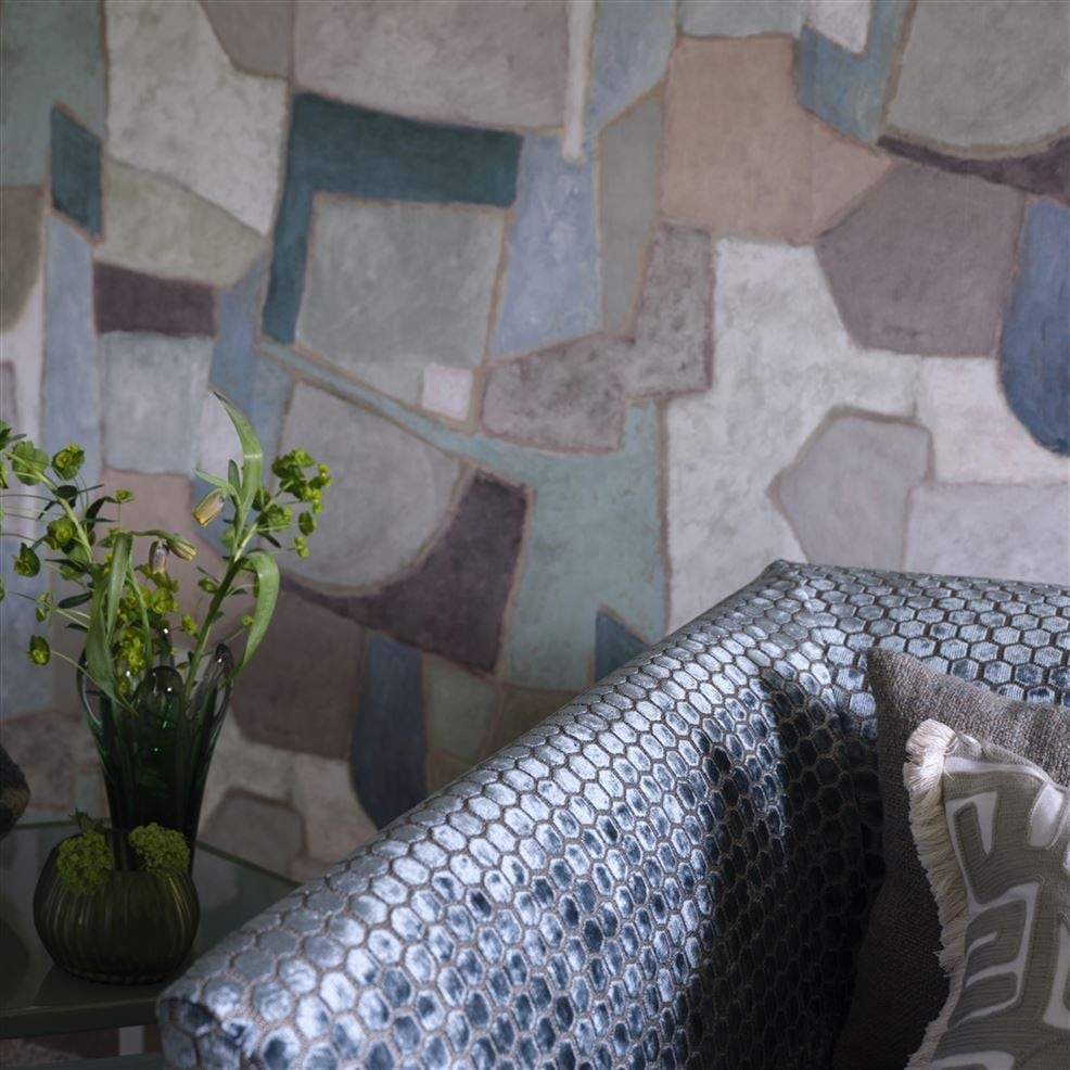 Designers Guild PDG1201/01 Pottery Studio Clay Collage Ecru - mural geometryczny