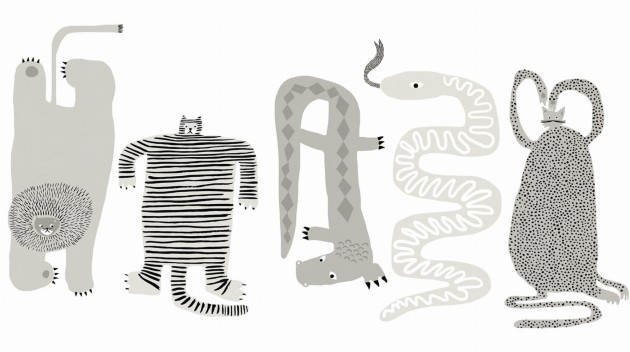 Rebel Walls R20579 Family Fun Funky Friends Gray - mural dziecięcy w zwierzęta