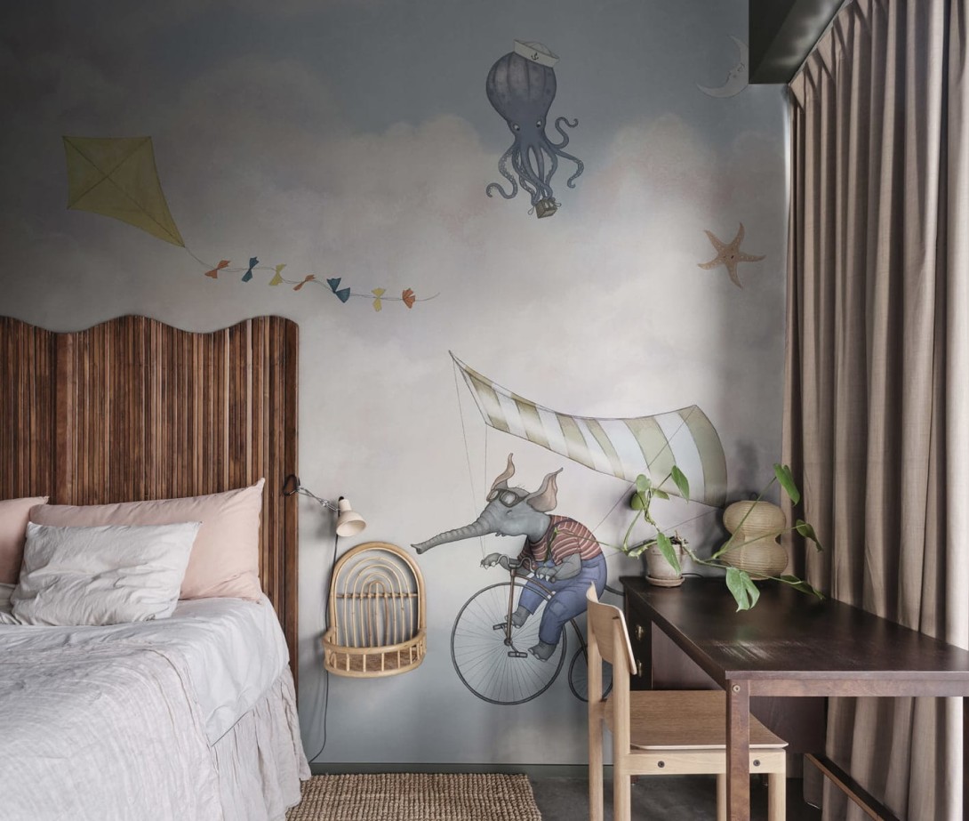 Rebel Walls R20590 Family Fun In the Clouds Pink - mural dziecięcy w niebo i zwierzęta