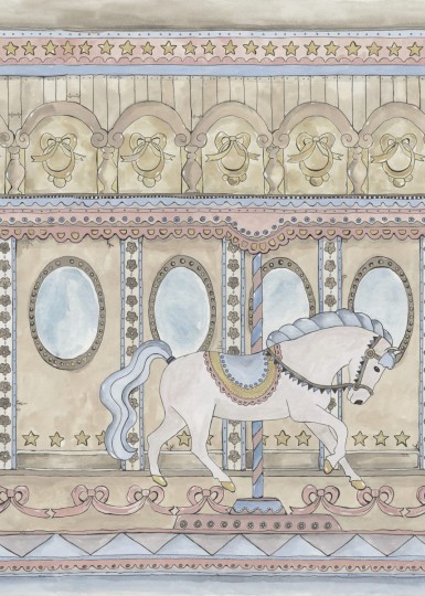 Rebel Walls R20593 Family Fun Merry Go Around Pastel - mural dziecięcy w motyw karuzeli