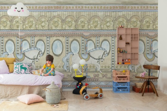 Rebel Walls R20593 Family Fun Merry Go Around Pastel - mural dziecięcy w motyw karuzeli