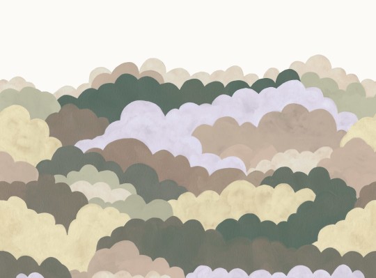 Rebel Walls R19977 Family Fun Fun Clouds Green - mural dziecięcy w chmury