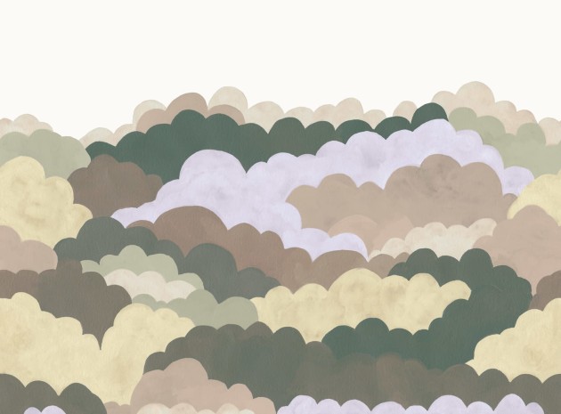 Rebel Walls R19977 Family Fun Fun Clouds Green - mural dziecięcy w chmury