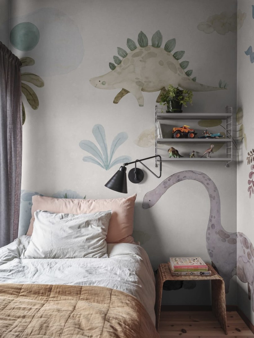 Rebel Walls R19958 Family Fun Dinosaur Oasis Pastel - mural dziecięcy w dinozaury