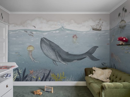 Rebel Walls R20614 Family Fun Under the Sea Blue - mural dziecięcy w podwodny krajobraz