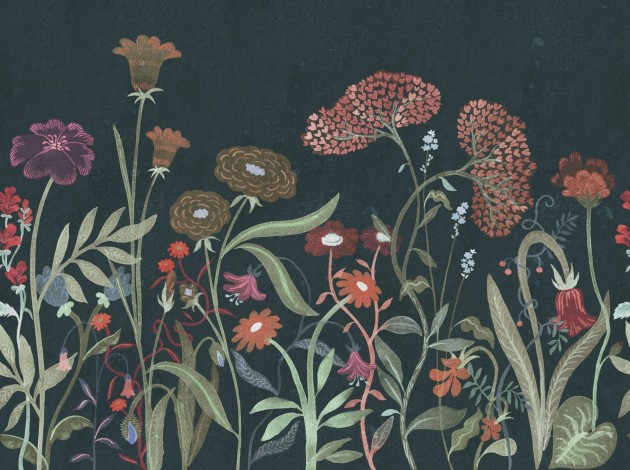 Rebel Walls R20608 Family Fun Summerfield Dark Green - mural dziecięcy w polne kwiaty