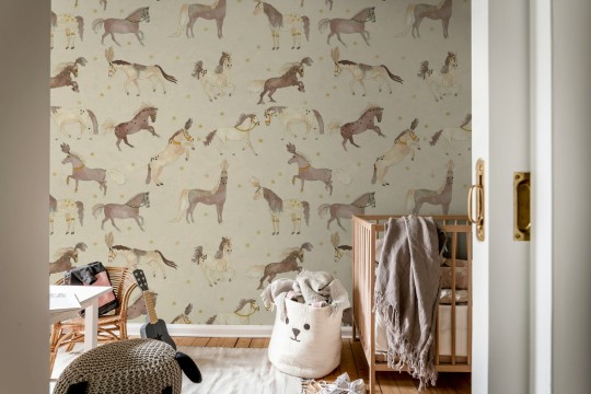 Rebel Walls R19979 Family Fun Circus Horses Beige - mural dziecięcy w konie