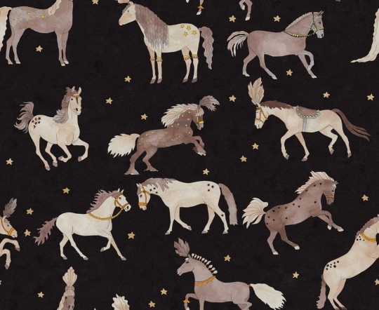 Rebel Walls R19980 Family Fun Circus Horses Black - mural dziecięcy w konie