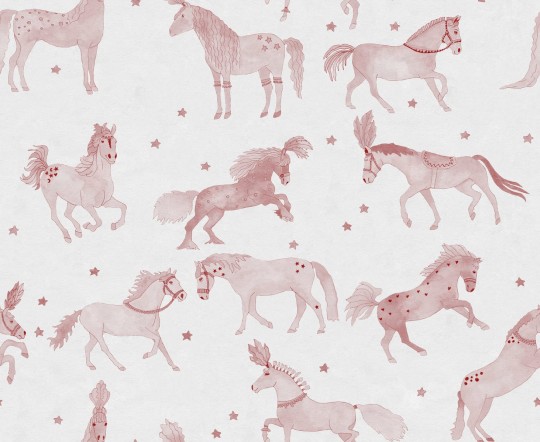 Rebel Walls R19982 Family Fun Circus Horses Pink - mural dziecięcy w konie