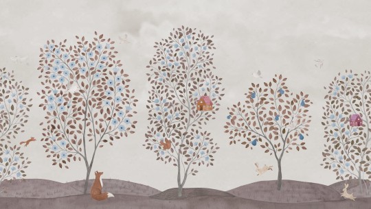 Rebel Walls R20583 Family Fun Happy Haven Beige - mural dziecięcy w drzewa