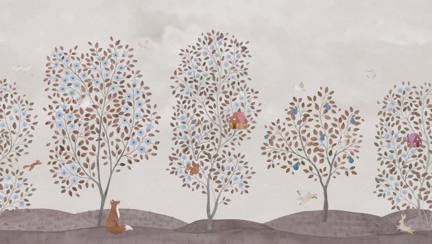 Rebel Walls R20583 Family Fun Happy Haven Beige - mural dziecięcy w drzewa