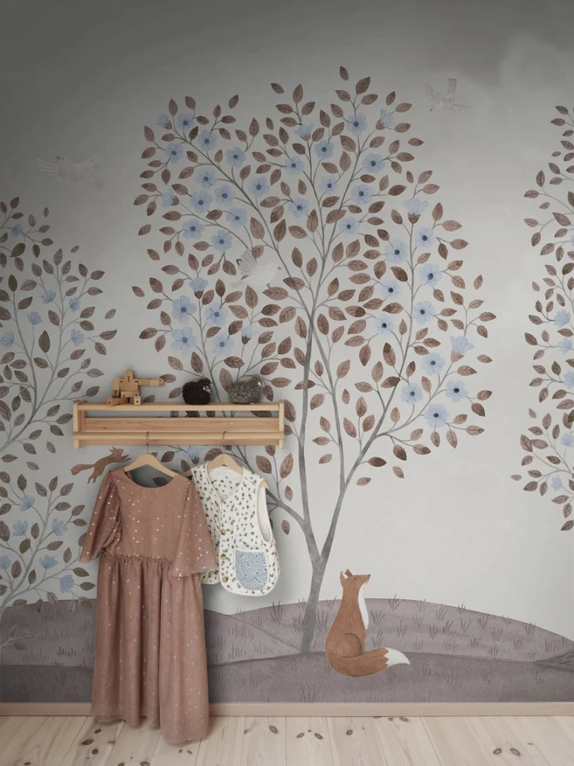 Rebel Walls R20583 Family Fun Happy Haven Beige - mural dziecięcy w drzewa