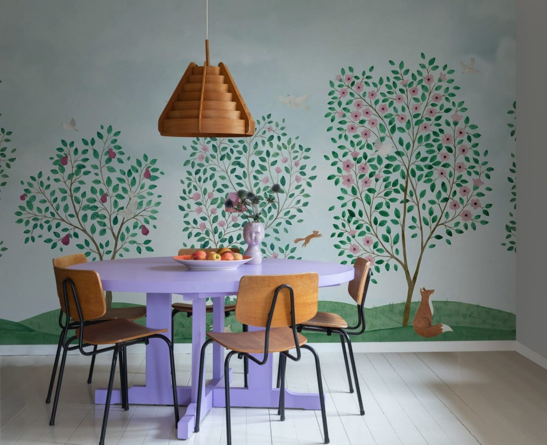 Rebel Walls R20584 Family Fun Happy Haven Green - mural dziecięcy w drzewa