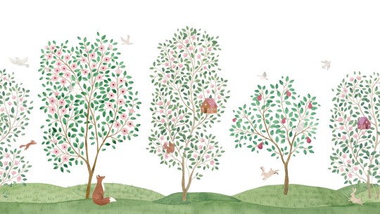 Rebel Walls R20585 Family Fun Happy Haven White - mural dziecięcy w drzewa