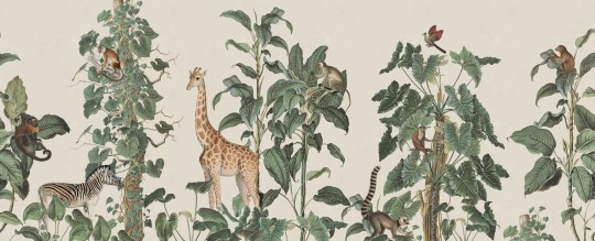 Rebel Walls R19989 Family Fun Wildlife Stroll Yellow - mural dla dzieci w egzotyczne zwierzęta i rośliny