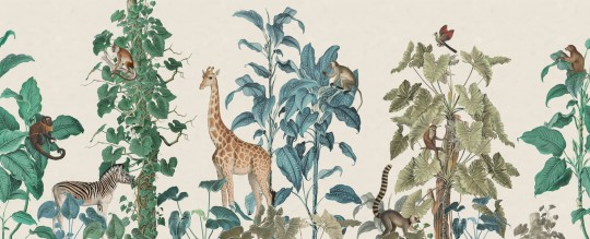 Rebel Walls R19993 Family Fun Wildlife Stroll Multi - mural dla dzieci w egzotyczne zwierzęta i rośliny