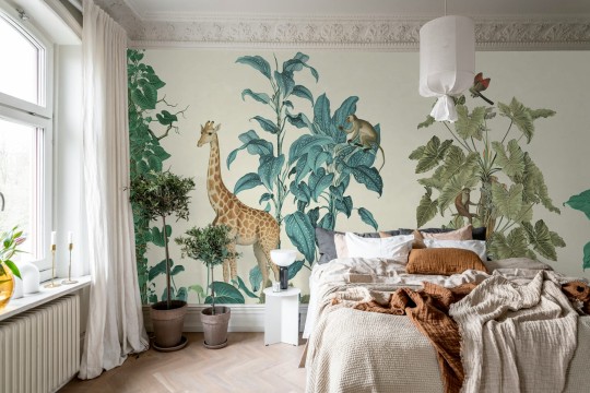 Rebel Walls R19993 Family Fun Wildlife Stroll Multi - mural dla dzieci w egzotyczne zwierzęta i rośliny