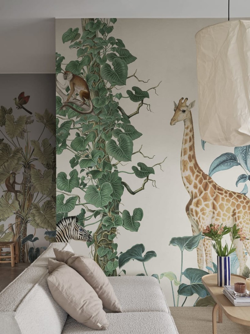 Rebel Walls R19993 Family Fun Wildlife Stroll Multi - mural dla dzieci w egzotyczne zwierzęta i rośliny
