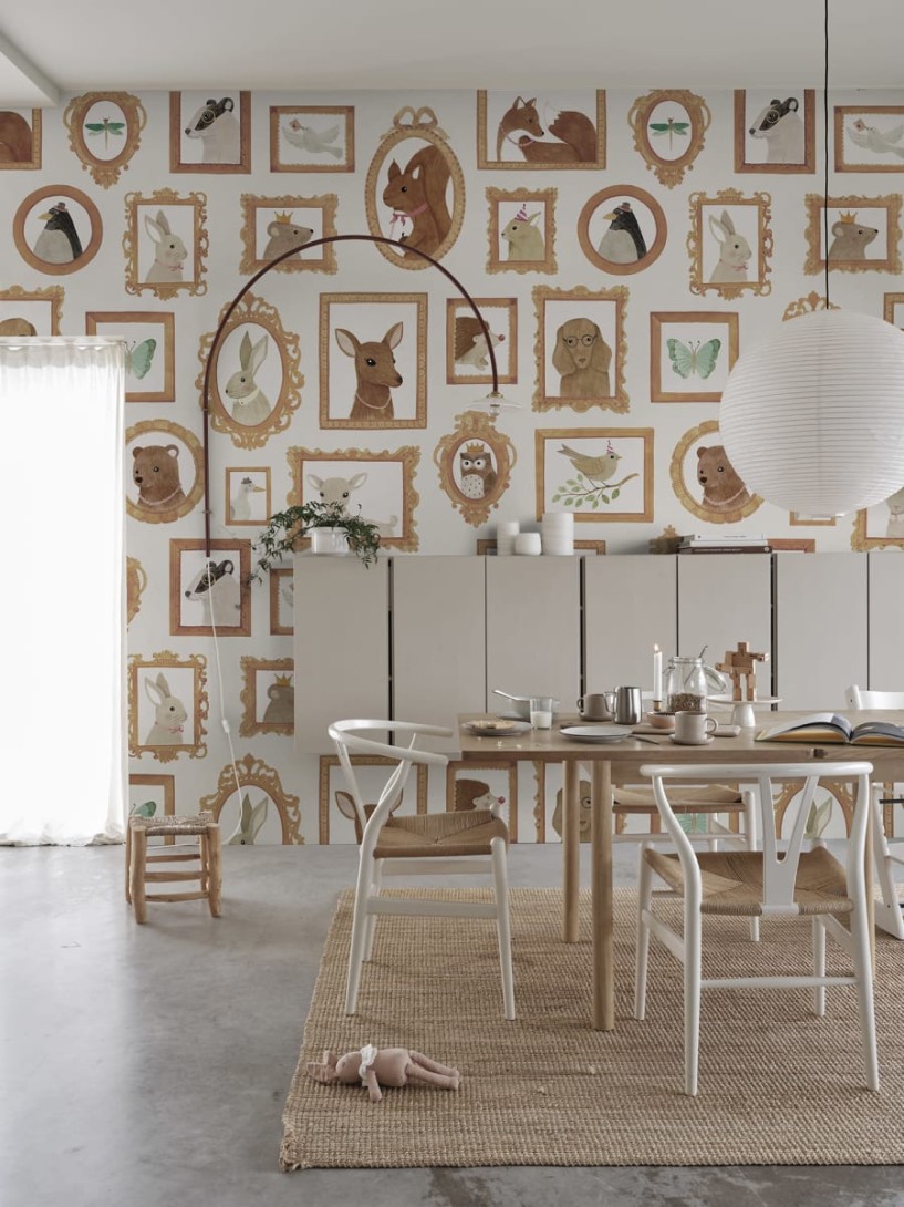 Rebel Walls R19988 Family Fun Pet Frames Beige - mural dla dzieci w zwierzęta