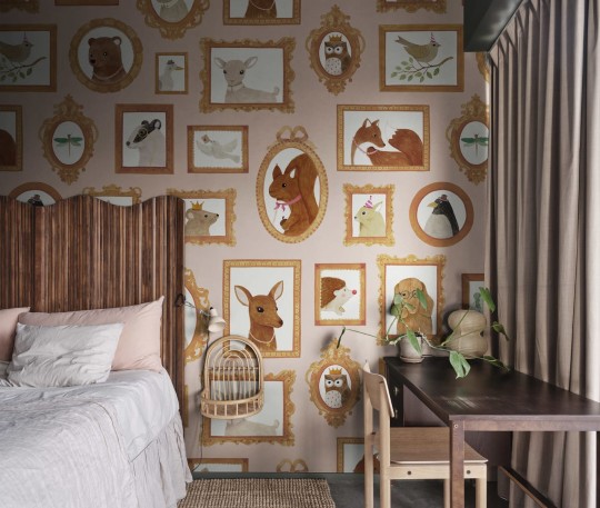 Rebel Walls R19996 Family Fun Pet Frames Pink - mural dla dzieci w zwierzęta