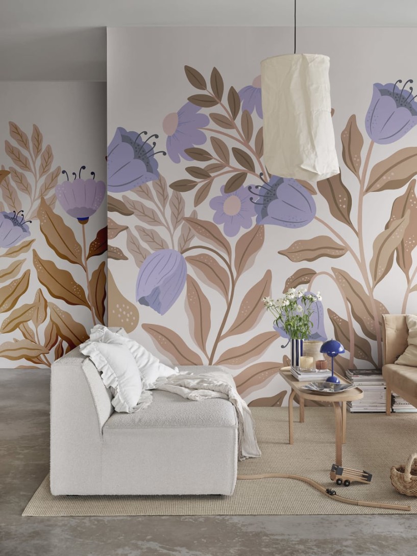 Rebel Walls R19983 Family Fun Big Blossom Lilac - mural dla dzieci w kwiaty
