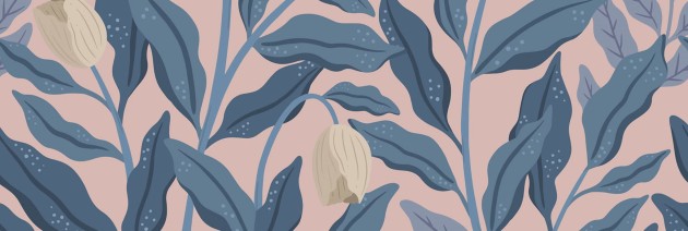 Rebel Walls R19961 Family Fun Cool Flora Pink & Blue - mural w duże liście