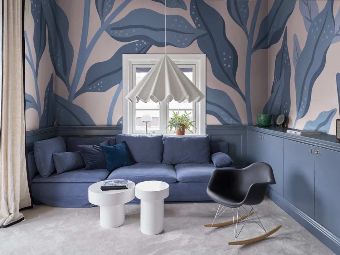 Rebel Walls R19961 Family Fun Cool Flora Pink & Blue - mural w duże liście