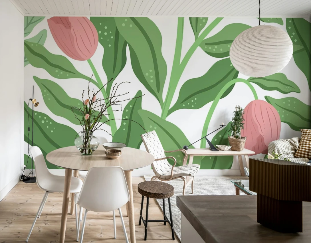 Rebel Walls R19962 Family Fun Cool Flora White & Pink - mural w duże liście