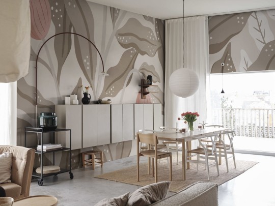 Rebel Walls R19964 Family Fun Cool Flora Beige & Pink - mural w duże liście