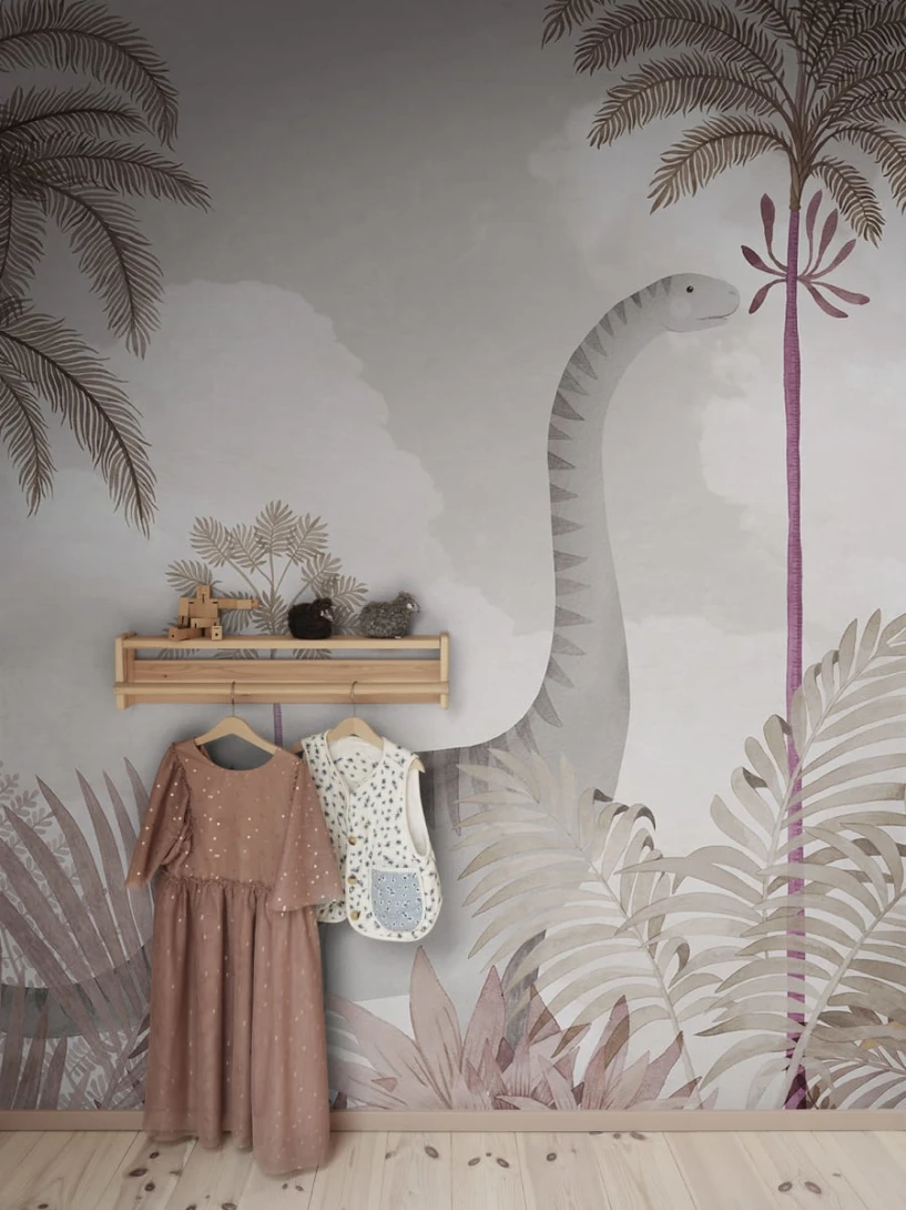 Rebel Walls R19973 Family Fun Dinosaur World Pink - mural dziecięcy w dinozaury