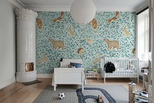 Rebel Walls R19965 Family Fun Lullaby Blue - mural dziecięcy w leśne zwierzątka