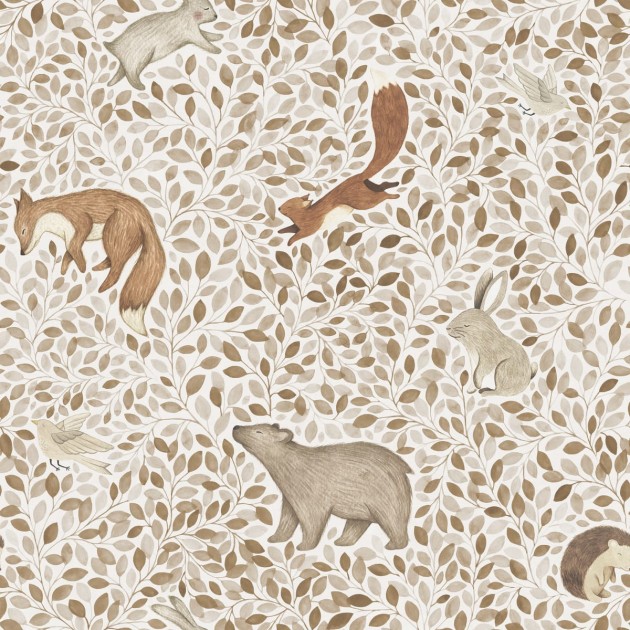 Rebel Walls R19966 Family Fun Lullaby Beige - mural dziecięcy w leśne zwierzątka