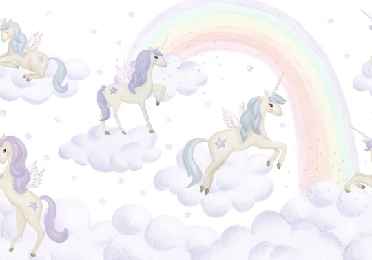 Rebel Walls R20617 Family Fun Unicorn Sky Lilac - mural dziecięcy w jednorożce