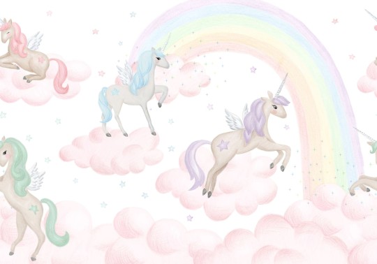 Rebel Walls R20618 Family Fun Unicorn Sky Pink - mural dziecięcy w jednorożce