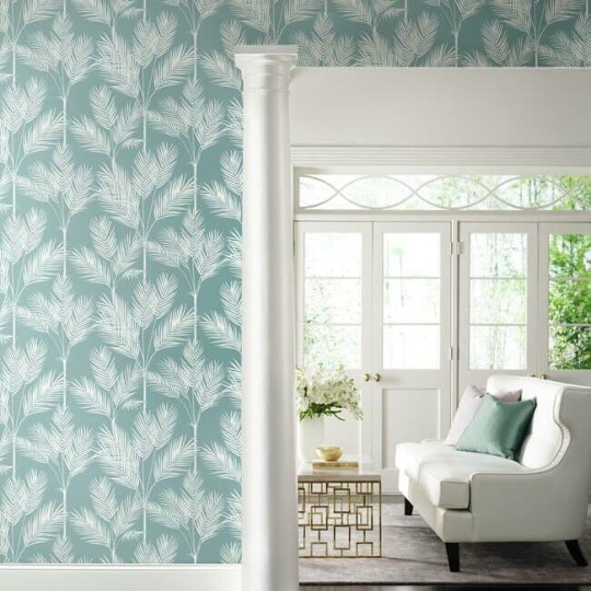 York CV4408 Water's Edge Resource Library King Palm Silhouette Vertigris - tapeta w liście palm