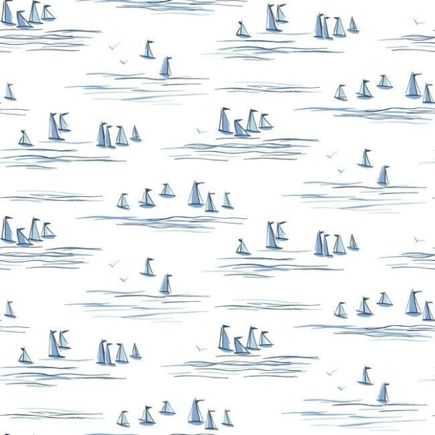 York CV4462 Water's Edge Resource Library Full Sails Blues - tapeta w żaglówki