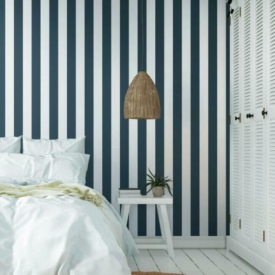 York SA9174 Water's Edge Resource Library Awning Stripe Navy - tapeta w paski
