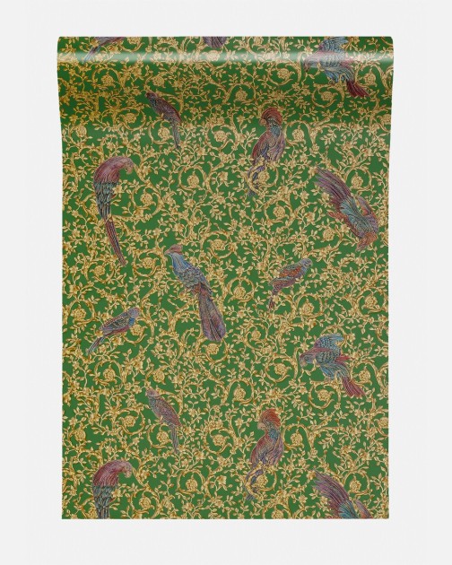 Versace WY37053-W3 Barocco Birds Green - tapeta w egzotyczne ptaki w stylu barokowym