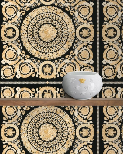 Versace WY37055-W3 Heritage Black - tapeta w kwiaty w barokowym stylu