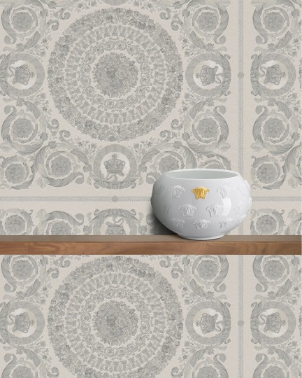 Versace WY37055-W5 Heritage Gray - tapeta w kwiaty w barokowym stylu