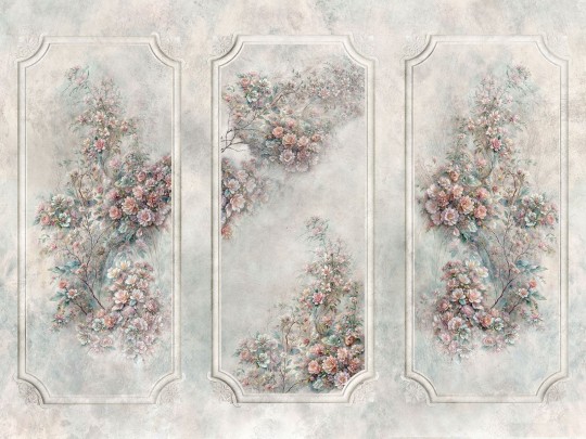 Wallcraft 960 31 2402 2024 Envoli - mural z motywem sztukaterii w kwiaty