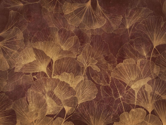 Wallcraft 950 33 2402 2024 Ignis - mural w liście miłorzębu japońskiego