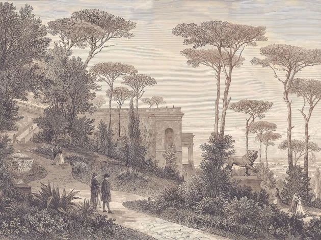 Wallcraft 920 32 2402 2024 Rosae - mural w krajobraz w stylu starych rycin