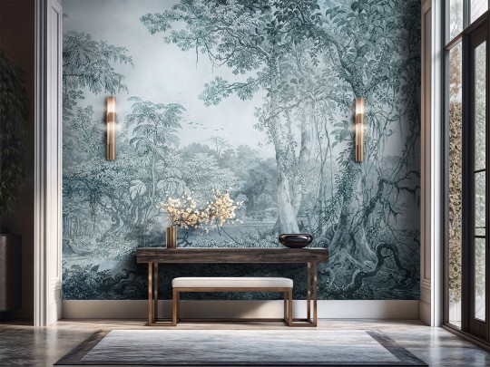 Wallcraft 965 32 2402 2024 Foresta - mural w leśny krajobraz w stylu starych rycin