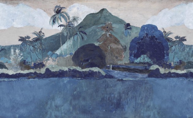 Rebel Walls R20537 First Rebels Tahitian Landscape Blue - mural w egzotyczny krajobraz inspirowany dziełem Gauguina