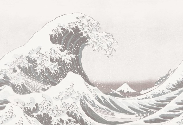Rebel Walls R20532 First Rebels Under the Wave off Kanagawa White - mural w obraz Wielka Fala w Kanagawie