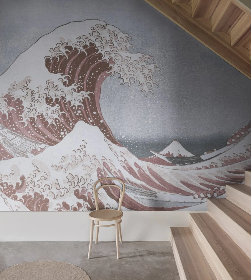 Rebel Walls R20531 First Rebels Under the Wave off Kanagawa Pink - mural w obraz Wielka Fala w Kanagawie