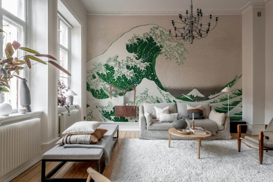 Rebel Walls R20530 First Rebels Under the Wave off Kanagawa Green - mural w obraz Wielka Fala w Kanagawie