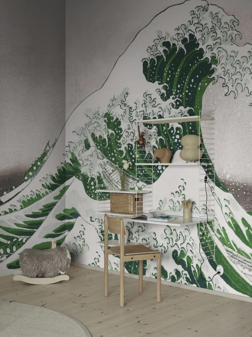 Rebel Walls R20530 First Rebels Under the Wave off Kanagawa Green - mural w obraz Wielka Fala w Kanagawie