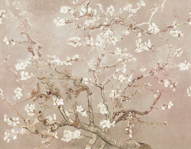 Rebel Walls R20561 First Rebels Almond Blossom Beige - mural w obraz Kwitnący Migdałowiec Vincenta van Gogha